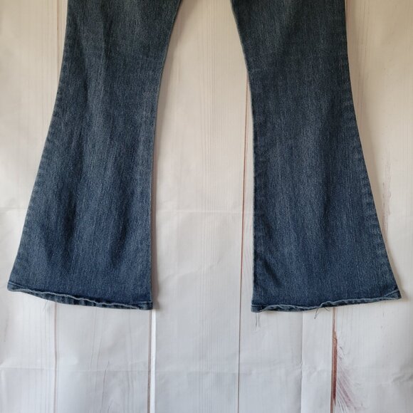 Y2K Hybrid & Company Cotton Denim Flare Jeans, Women’s Sz 11, Button Detail EUC - Picture 5 of 12
